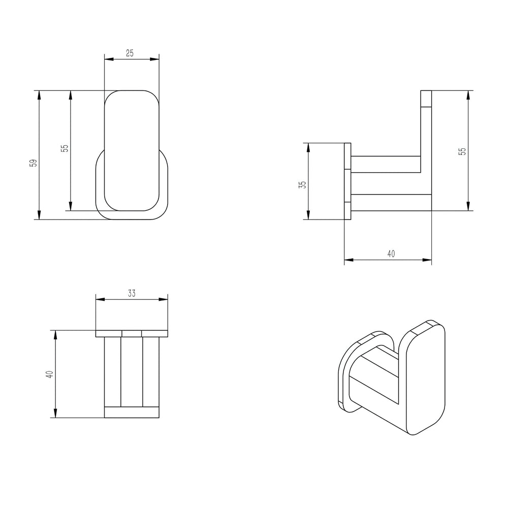 OSKAR ROBE HOOK 59MM CHROME
