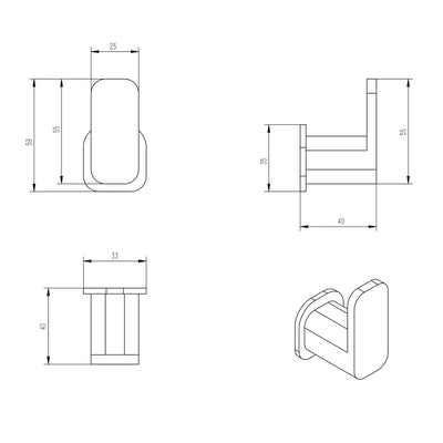 OSKAR ROBE HOOK 59MM CHROME