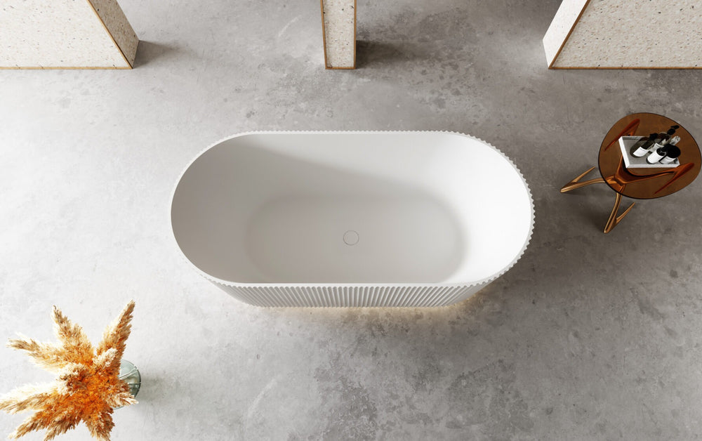 RIVA OSLO V-GROOVE FREESTANDING BATHTUB GLOSS WHITE (AVAILABLE IN 1500MM AND 1700MM)