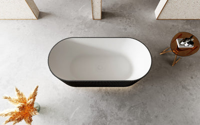 RIVA OSLO V-GROOVE FREESTANDING BATHTUB MATTE WHITE AND BLACK (AVAILABLE IN 1500MM AND 1700MM)
