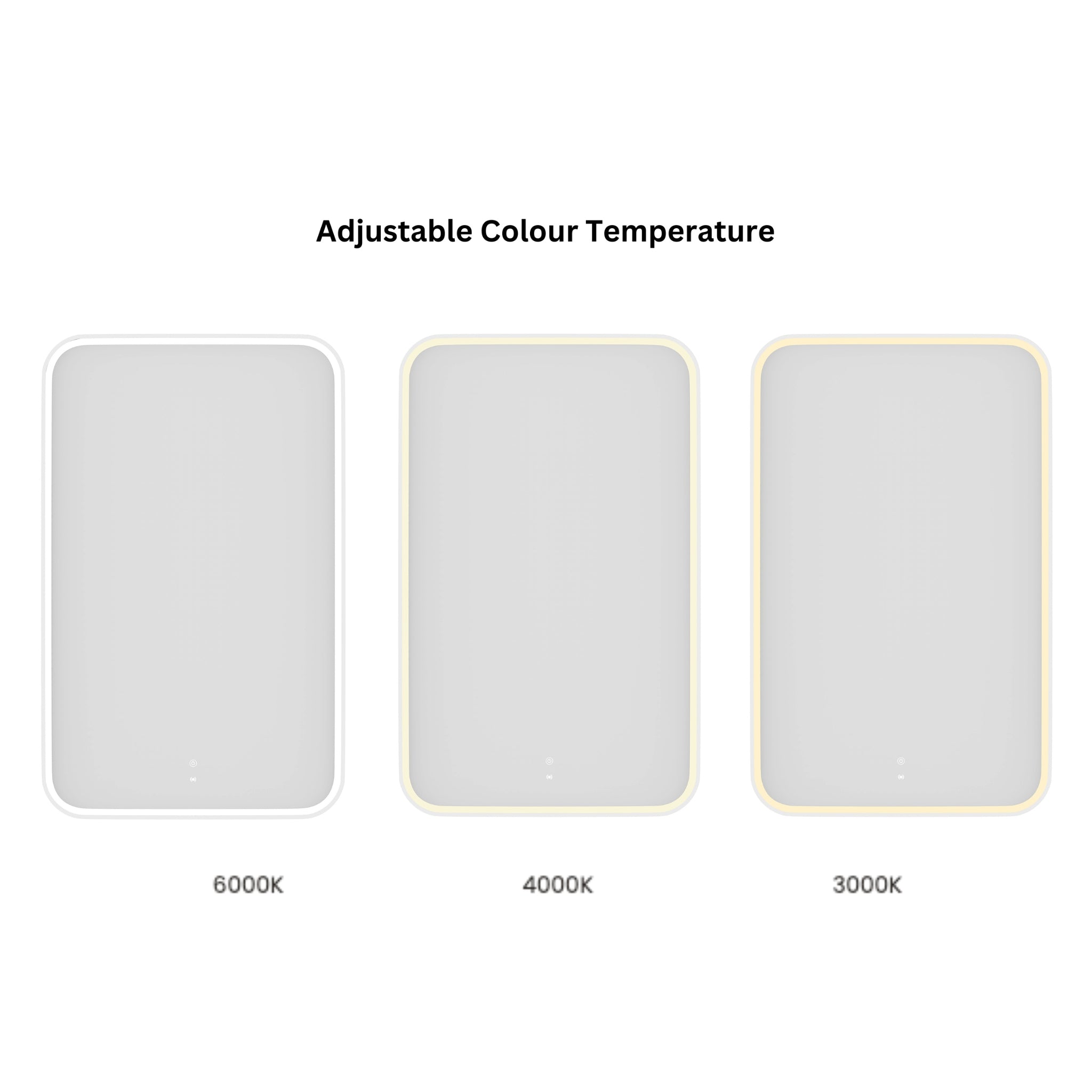 OTTI NEWPORT METAL FRAMED LED MIRROR MATTE WHITE 3 COLOUR LIGHTS 750X1200MM