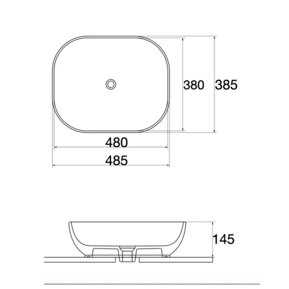 CLAYA OVAL ABOVE COUNTER BASIN GLOSS WHITE 485MM