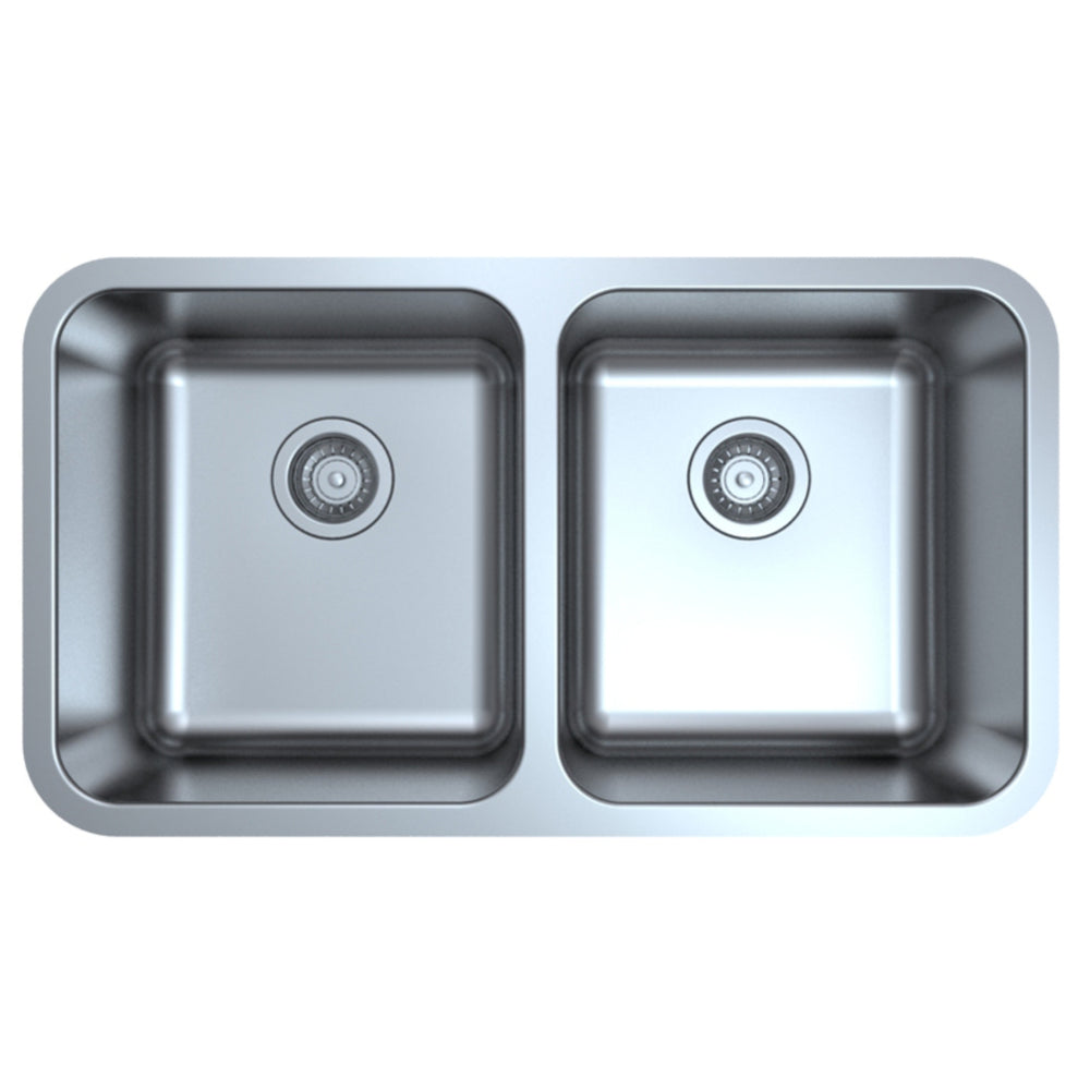 IKON OTUS DOUBLE BOWL UNDERMOUNT SINK STAINLESS STEEL 822MM