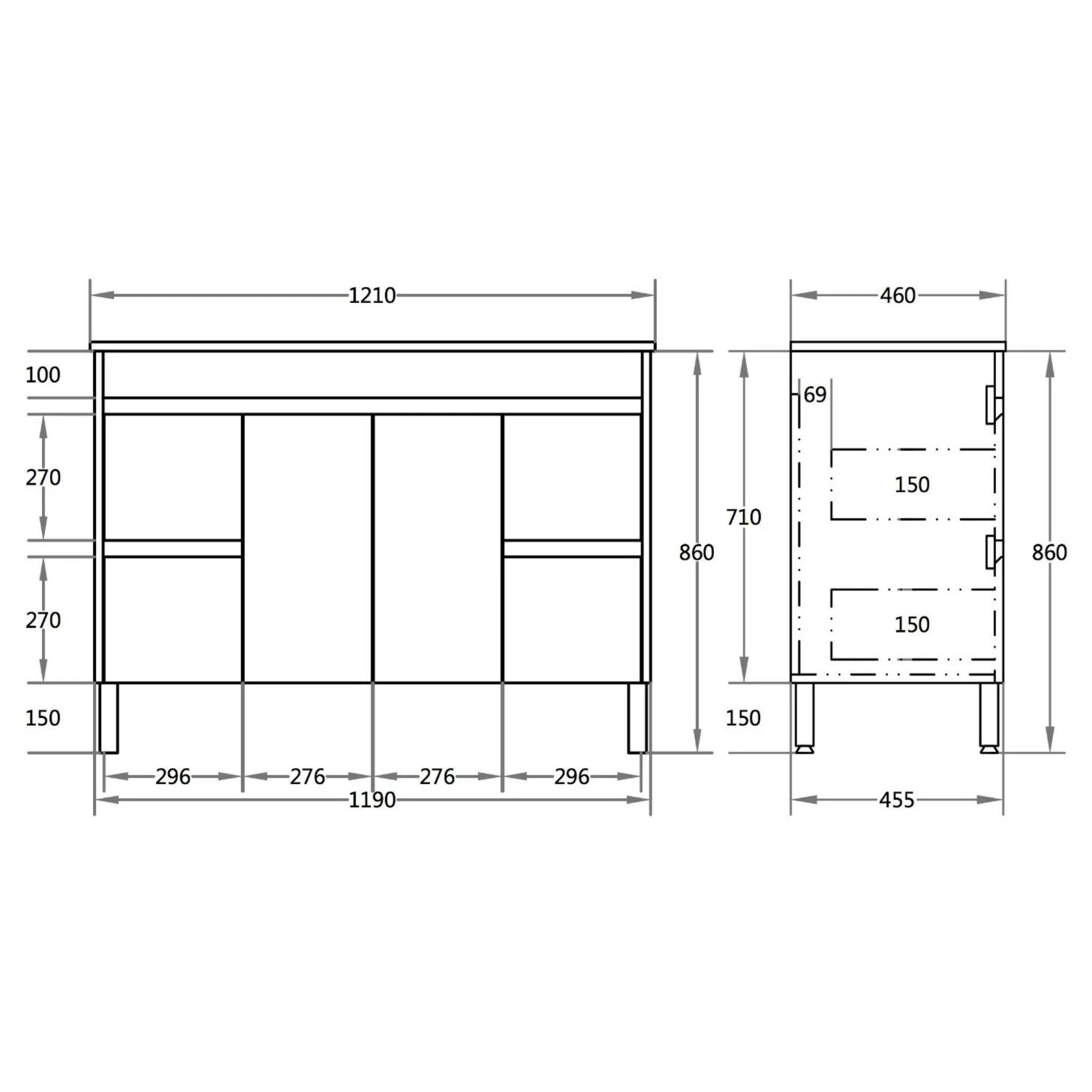 POSEIDON WHITE 1200MM SINGLE BOWL FLOOR STANDING VANITY