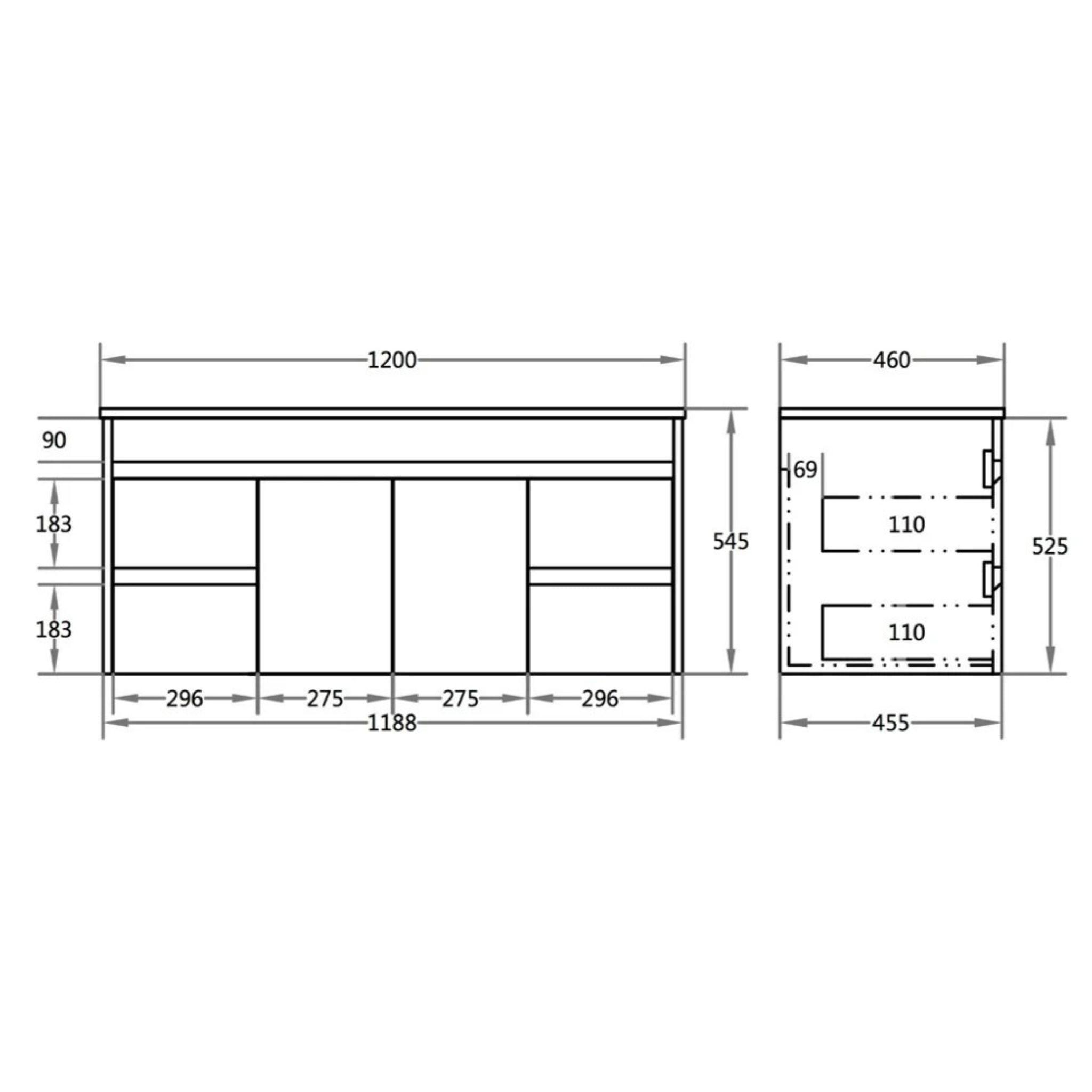 POSEIDON WHITE 1200MM SINGLE BOWL WALL HUNG VANITY