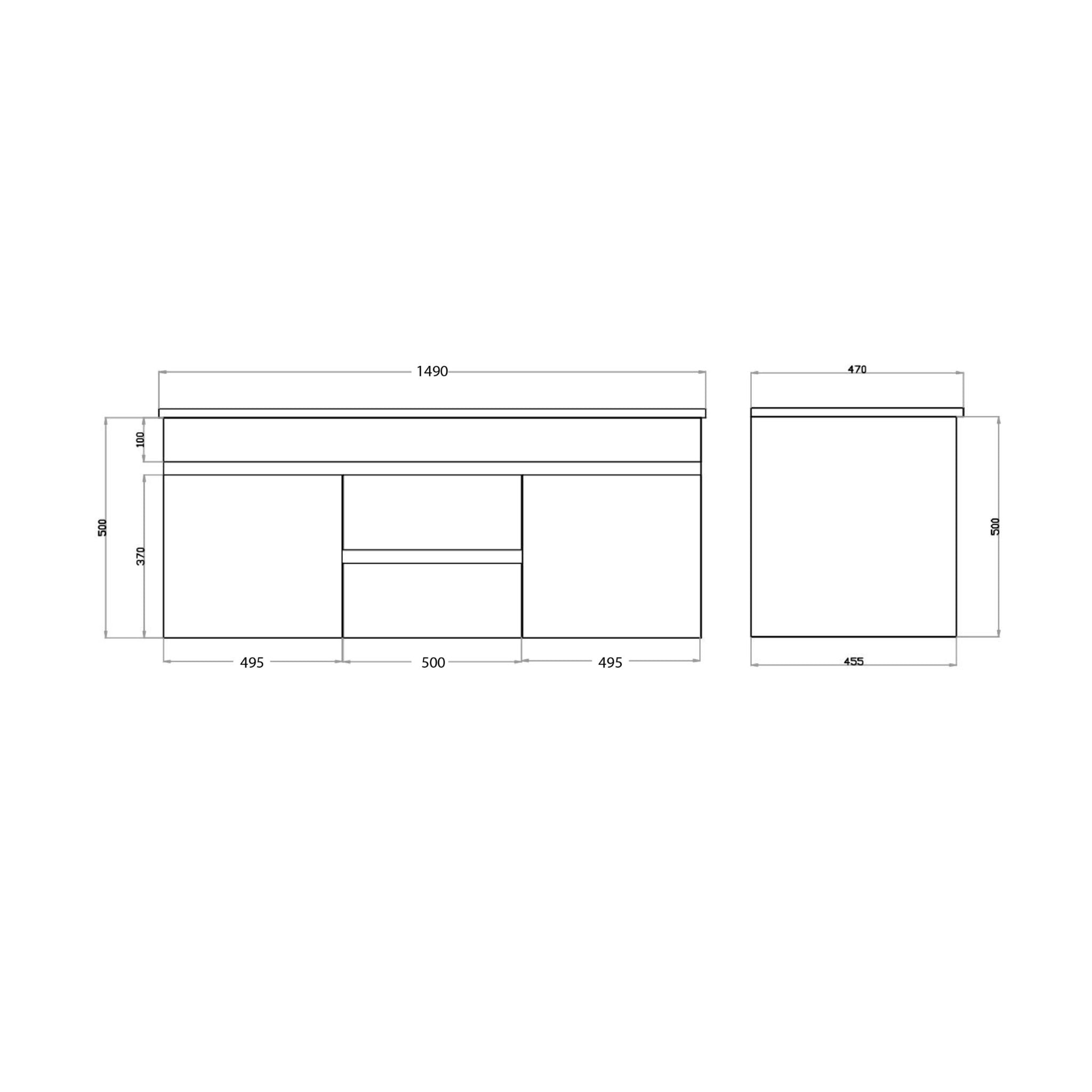 POSEIDON POLAR GLOSS WHITE 1500MM DOUBLE BOWL WALL HUNG VANITY