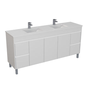 POSEIDON POLAR GLOSS WHITE 1800MM DOUBLE BOWL FLOOR STANDING VANITY