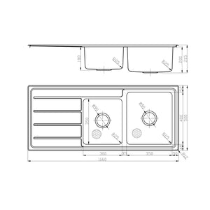 IKON SETO 1.75 BOWL SINGLE DRAINER SINK STAINLESS STEEL 1160MM