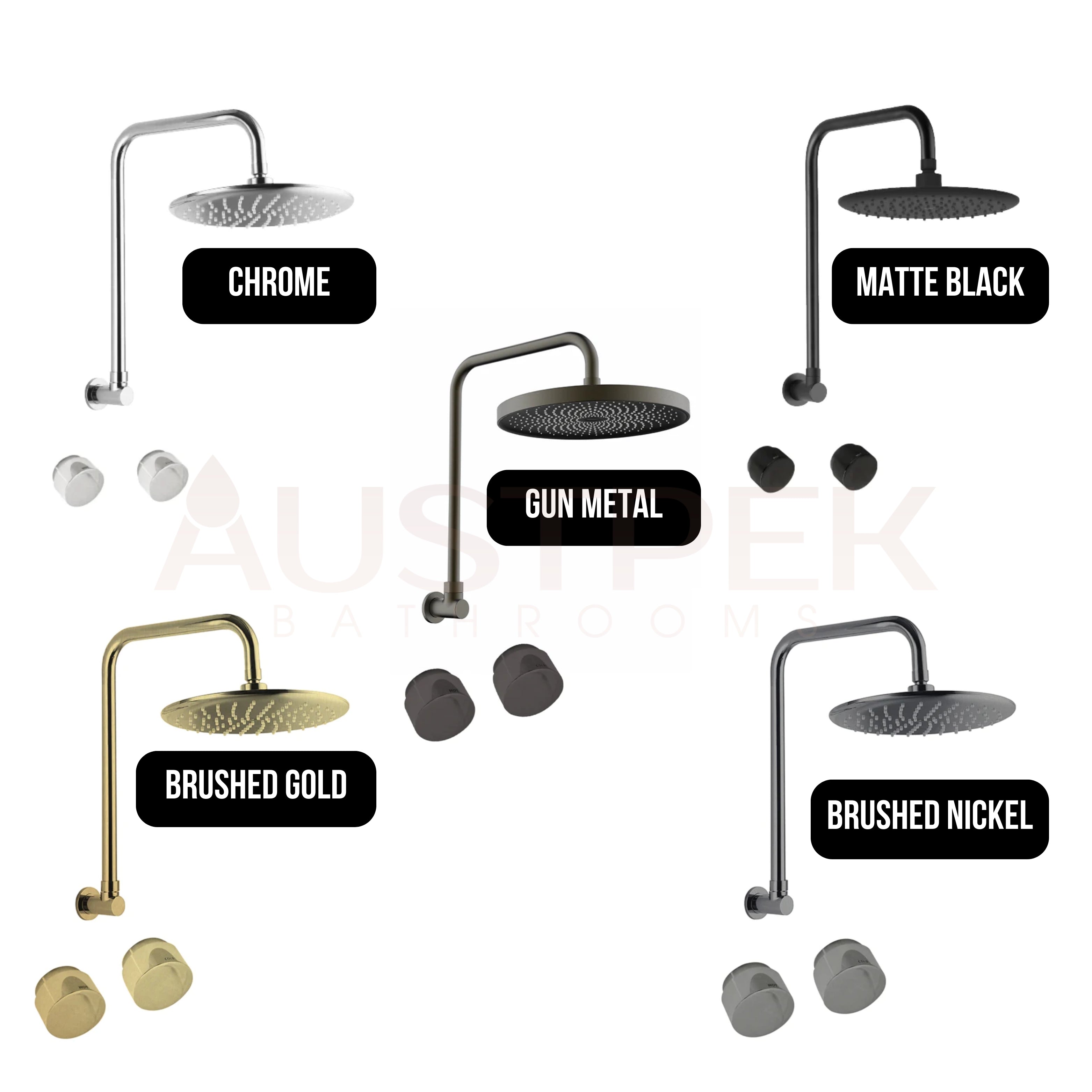 LINKWARE LOUI GOOSENECK SHOWER SET 260MM BRUSHED GOLD