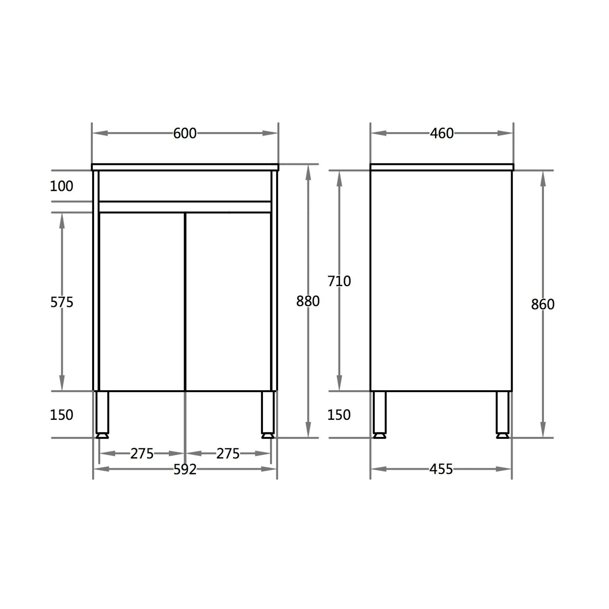 POSEIDON WHITE 600MM FLOOR SINGLE BOWL STANDING VANITY