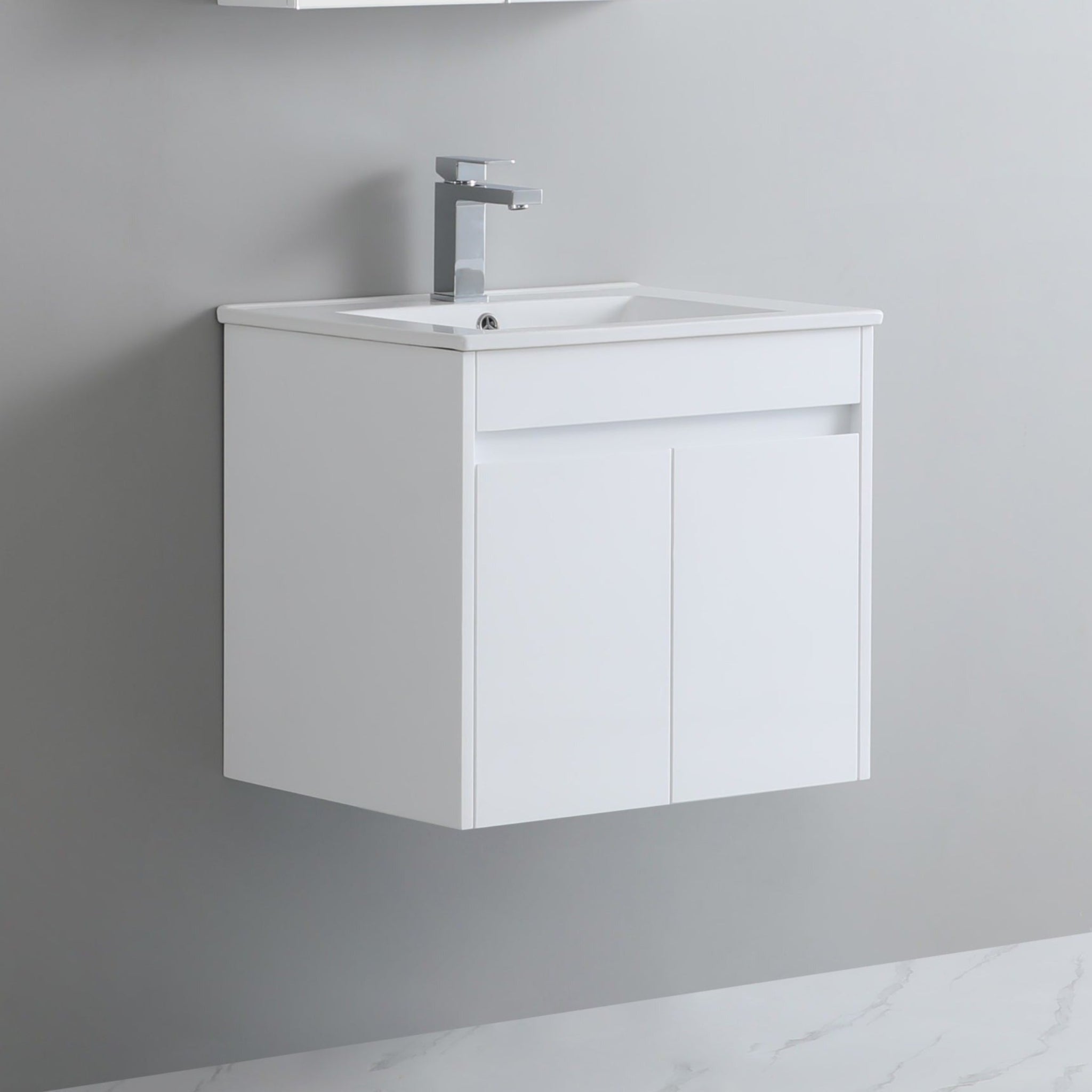 POSEIDON WHITE 600MM SINGLE BOWL WALL HUNG VANITY