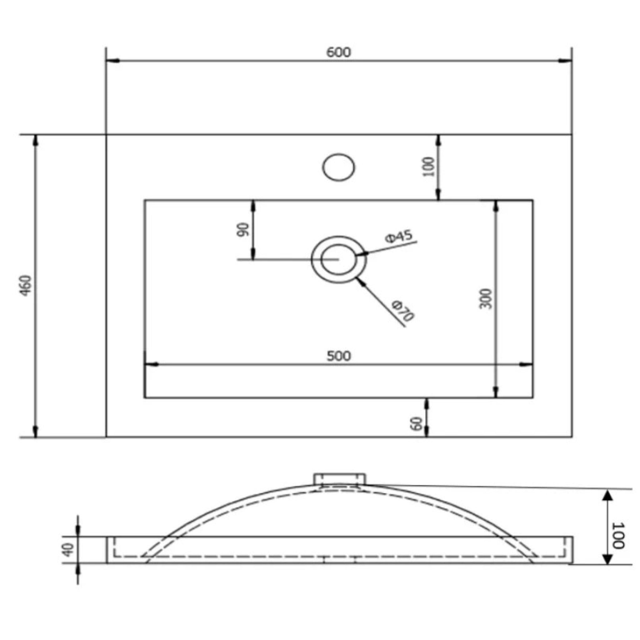 POSEIDON WHITE 600MM SINGLE BOWL WALL HUNG VANITY