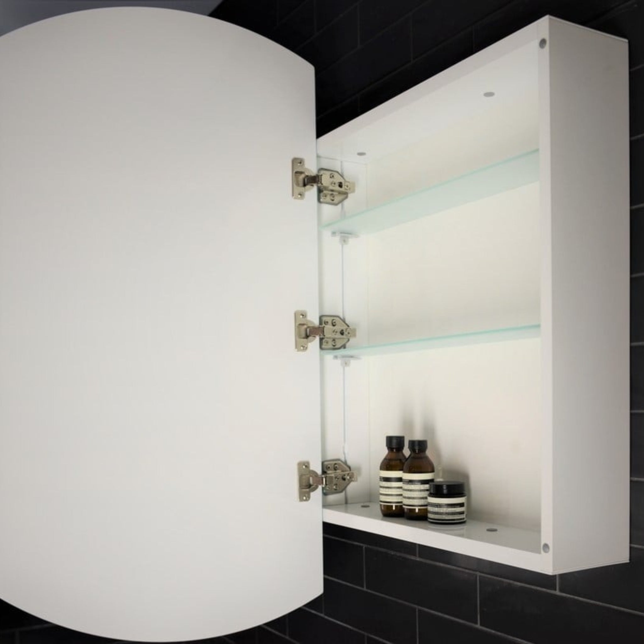 REMER PEARL FRAMELESS WHITE LED SHAVING CABINET 900X900MM