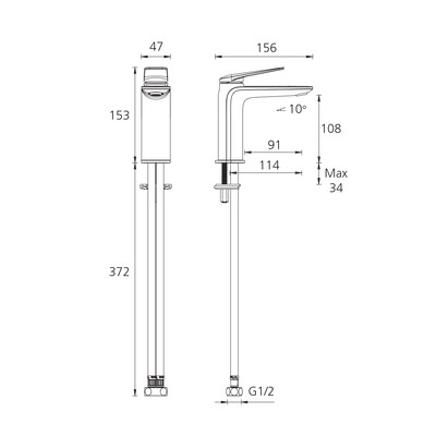 OLIVERI PARIS LEAD FREE BASIN MIXER 153MM CHROME