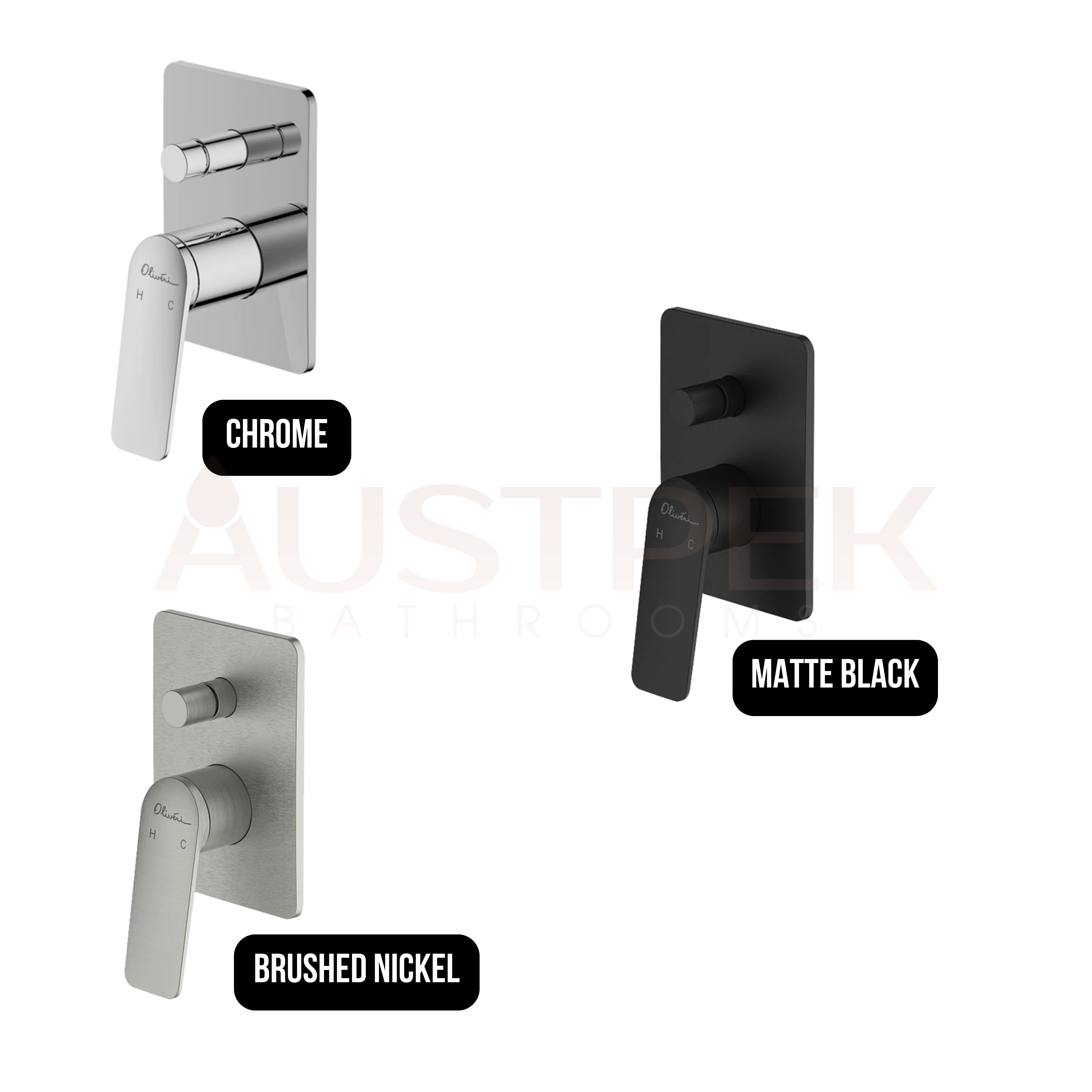 OLIVERI PARIS WALL MIXER WITH DIVERTER 194MM MATTE BLACK