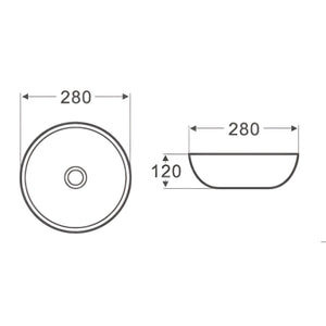 POSEIDON RONDA ABOVE COUNTER BASIN GLOSS WHITE 280MM