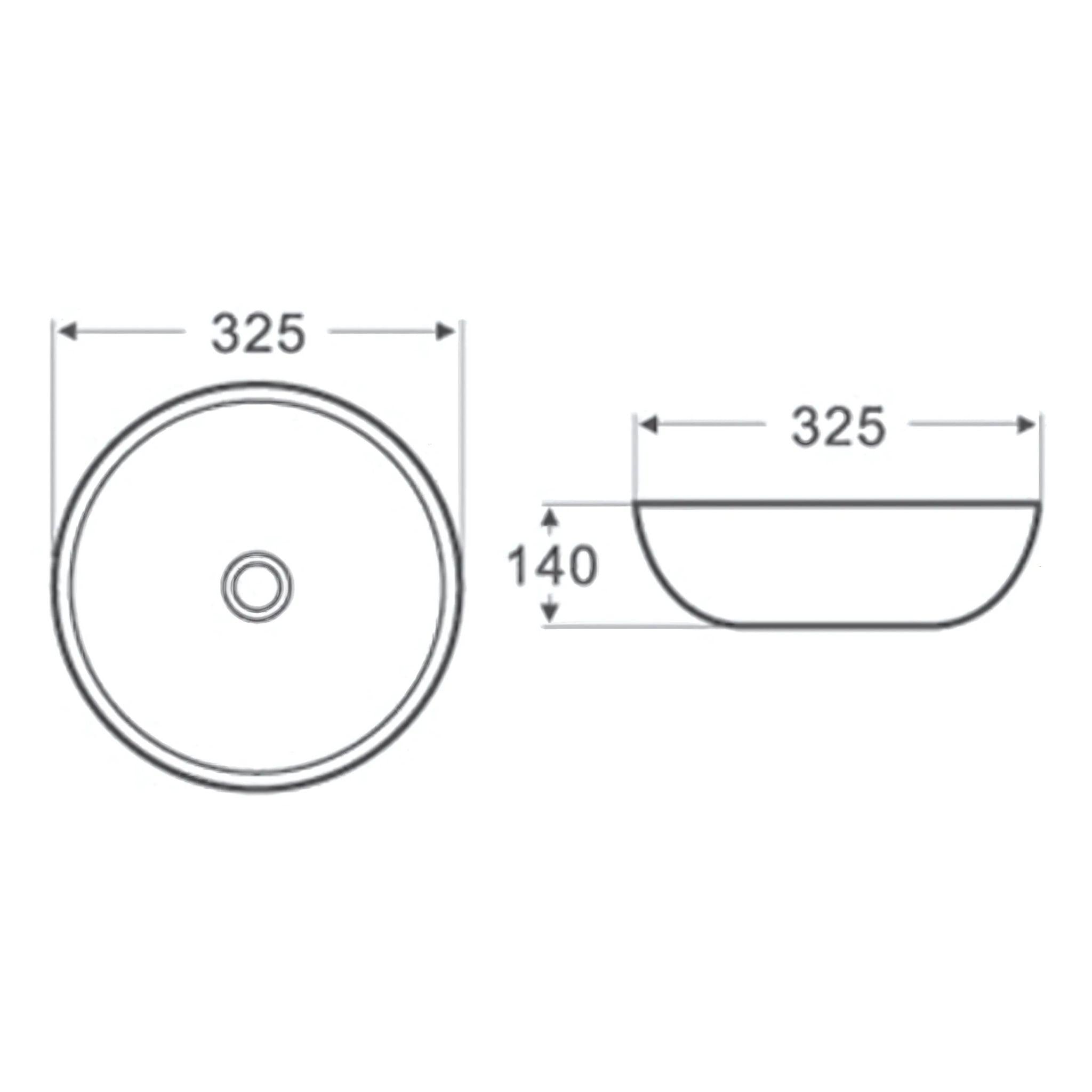 POSEIDON RONDA ABOVE COUNTER BASIN GLOSS WHITE 325MM