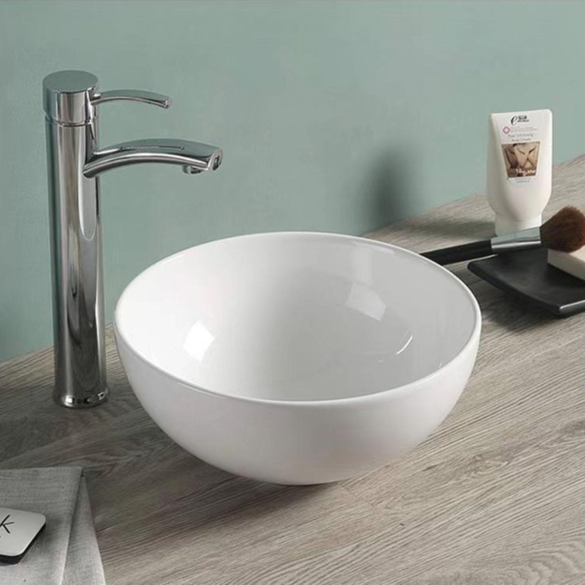 POSEIDON RONDA ABOVE COUNTER BASIN GLOSS WHITE 325MM