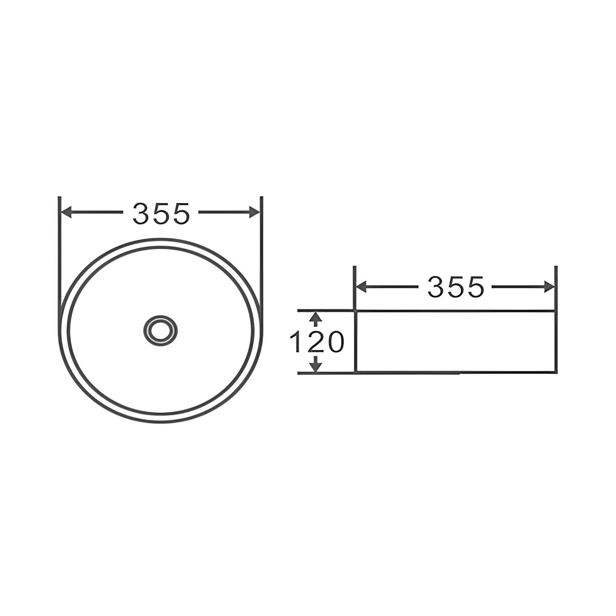 POSEIDON CONCRETE FINE CERAMIC BASIN GREY 355MM