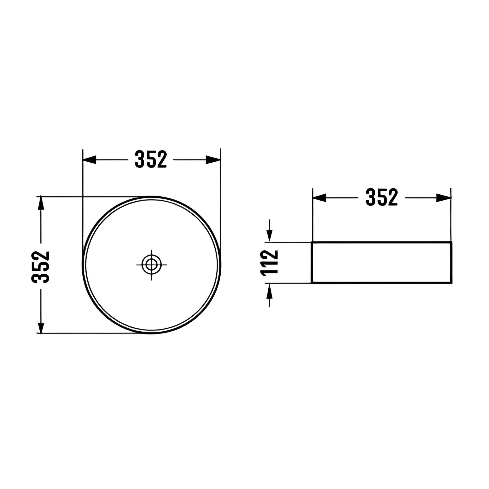 POSEIDON FINE CERAMIC BASIN MATTE WHITE CARRARA 352MM