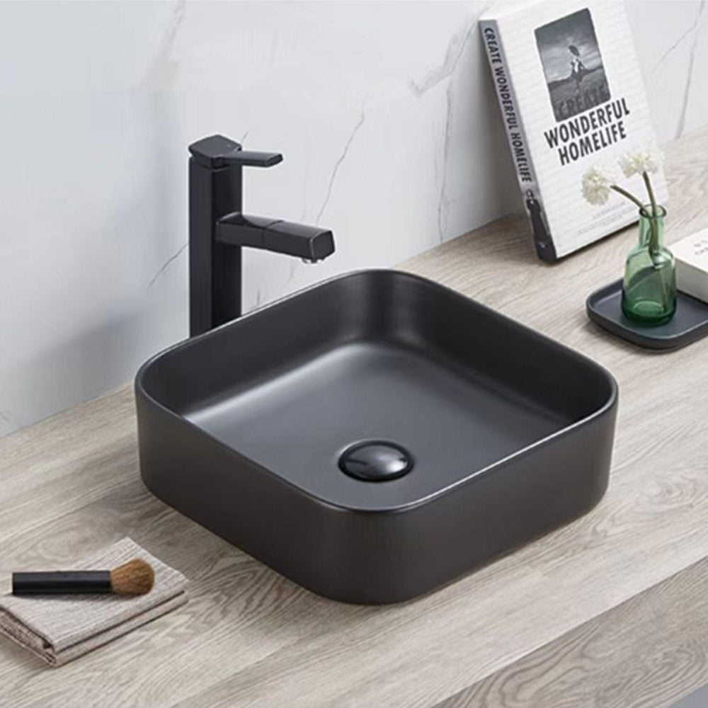 POSEIDON QUBIX ABOVE COUNTER BASIN MATTE BLACK 375MM