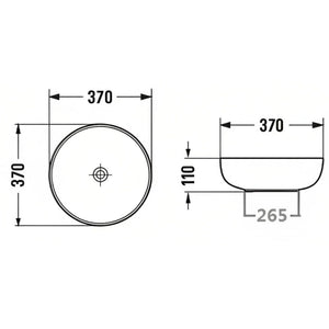 POSEIDON ROUND ABOVE COUNTER CERAMIC ART BASIN GLOSS WHITE 370MM