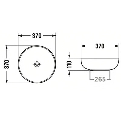 POSEIDON ROUND ABOVE COUNTER CERAMIC ART BASIN GLOSS WHITE 370MM