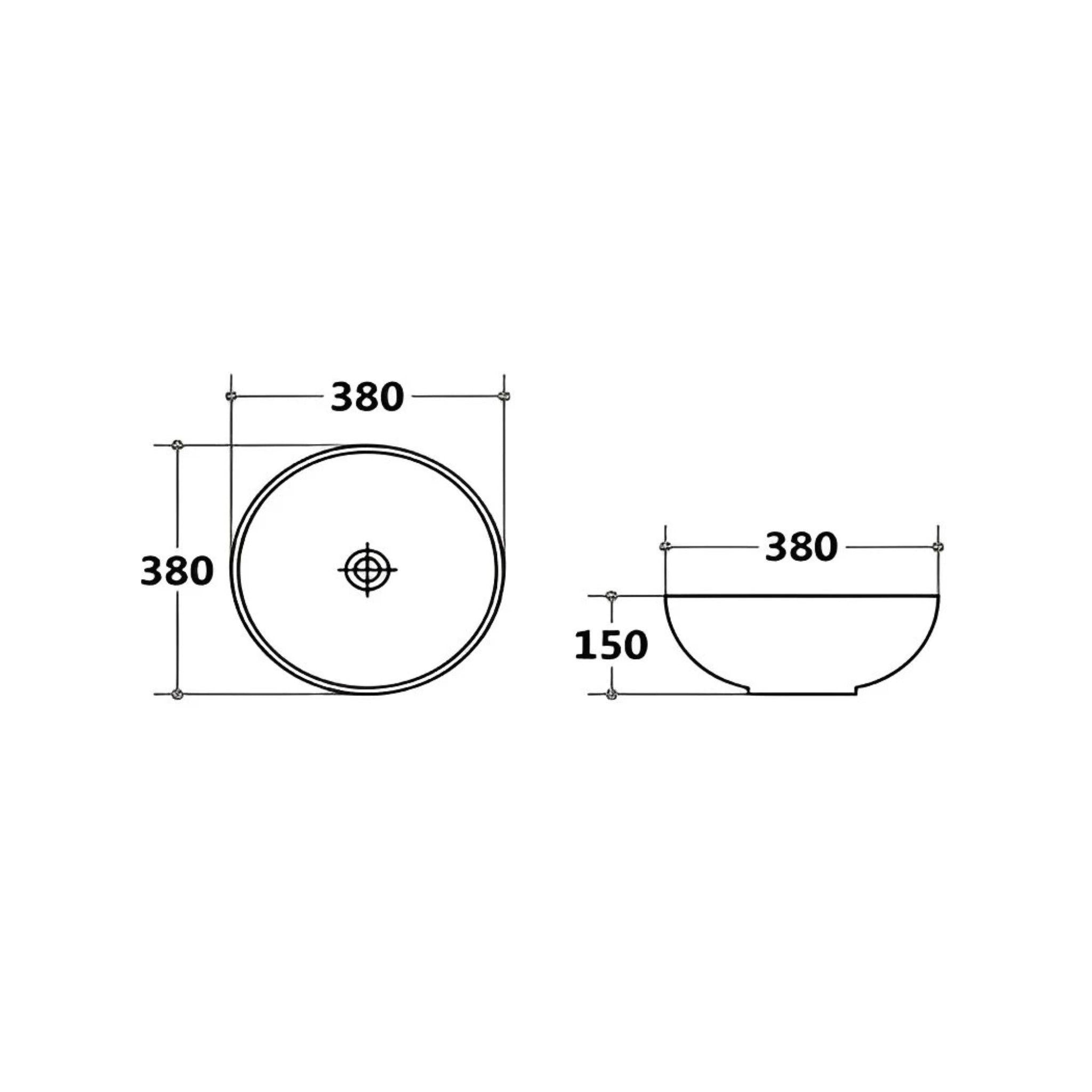POSEIDON ABOVE COUNTER BASIN GLOSS WHITE 380MM