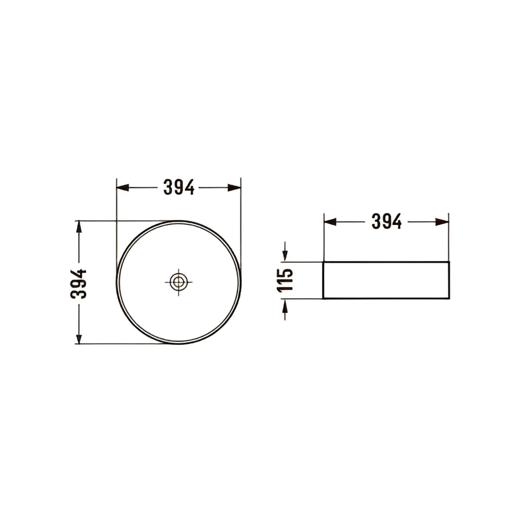 POSEIDON FINE CERAMIC BASIN ULTRA SLIM GLOSS WHITE 394MM