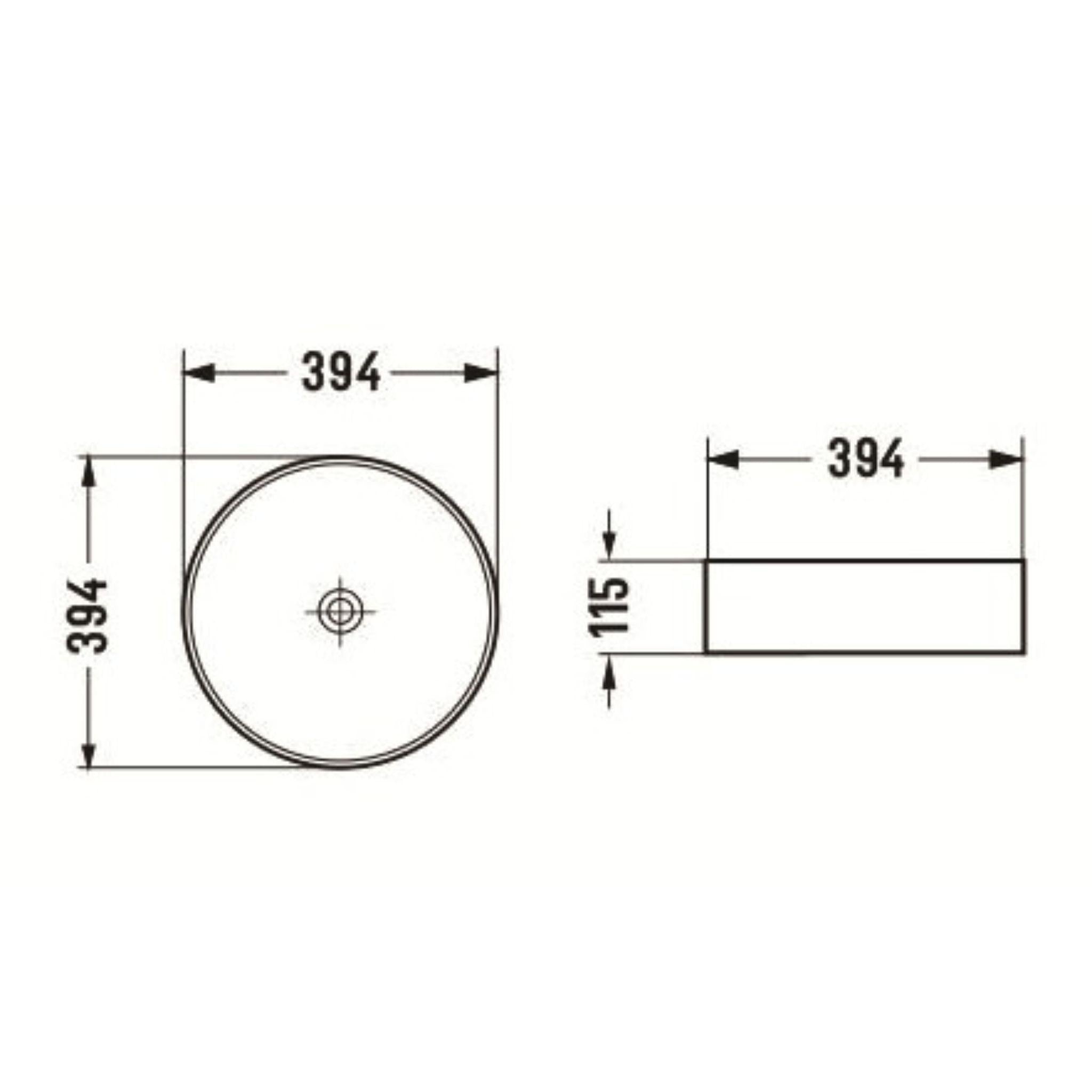 POSEIDON LUNA ABOVE COUNTER BASIN MATTE WHITE 394MM