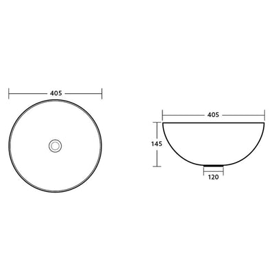 POSEIDON FINE CERAMIC BASIN MATTE WHITE 405MM