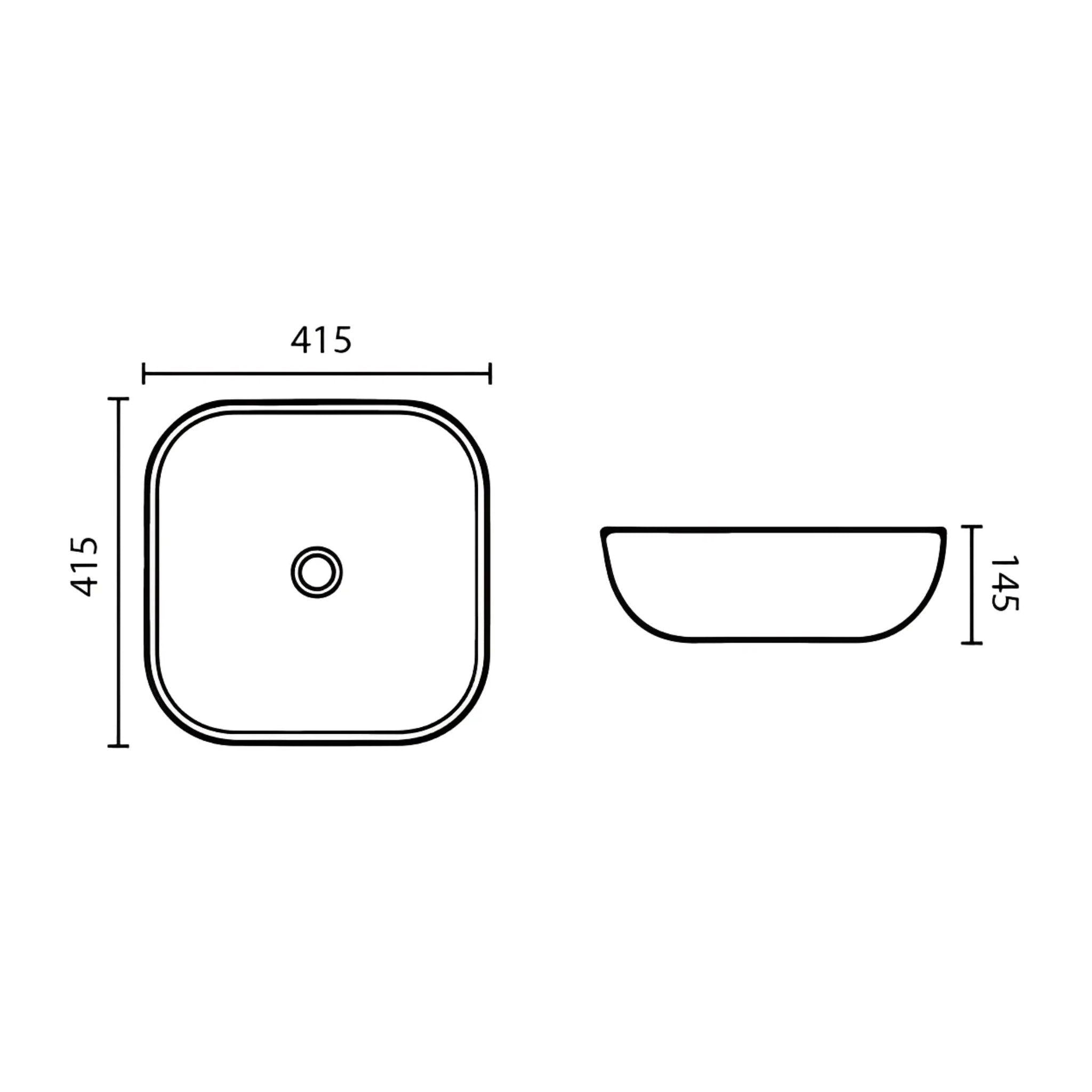 POSEIDON FINE CERAMIC BASIN ULTRA SLIM GLOSS WHITE 415MM