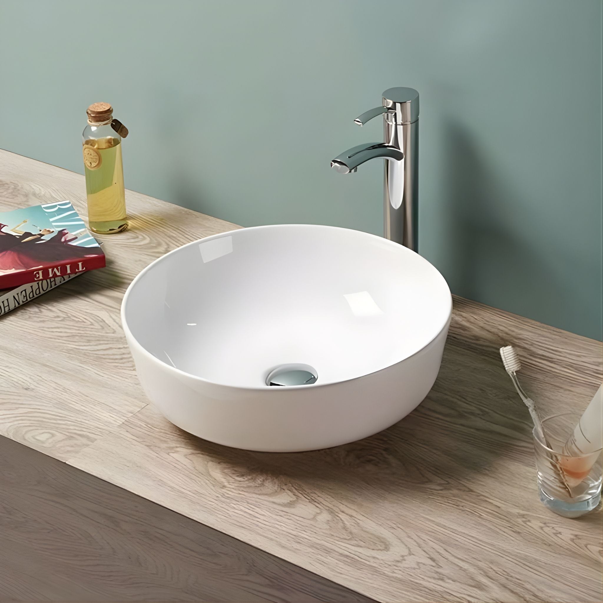 POSEIDON RONDA ABOVE COUNTER BASIN GLOSS WHITE 420MM