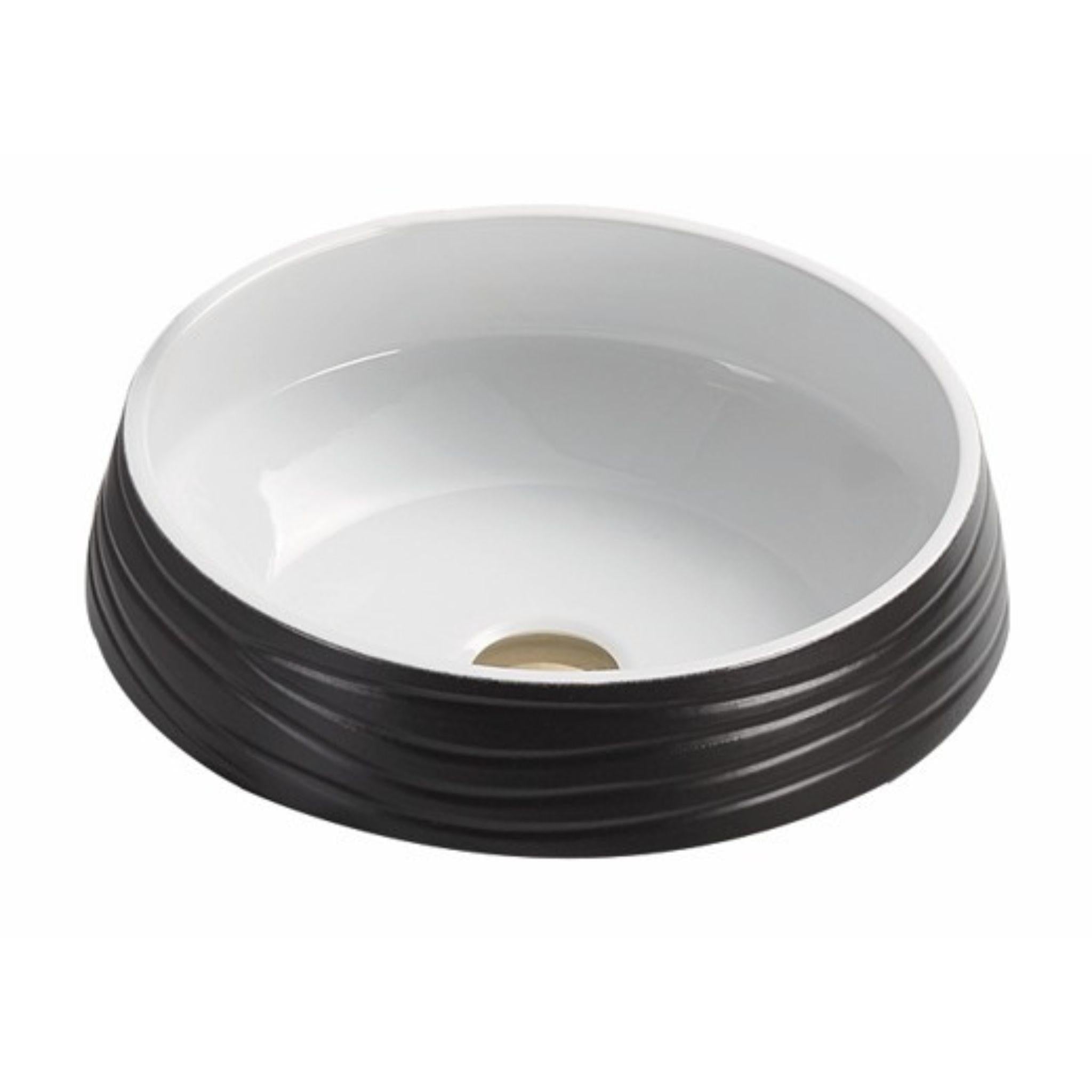 POSEIDON RONDA ABOVE COUNTER BASIN BLACK AND WHITE 410MM