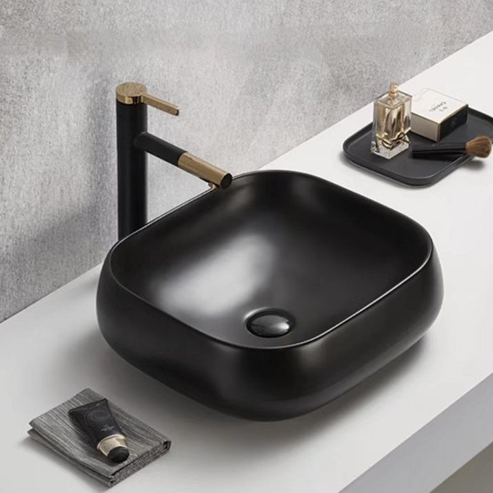 POSEIDON QUBIX ABOVE COUNTER BASIN MATTE BLACK 450MM