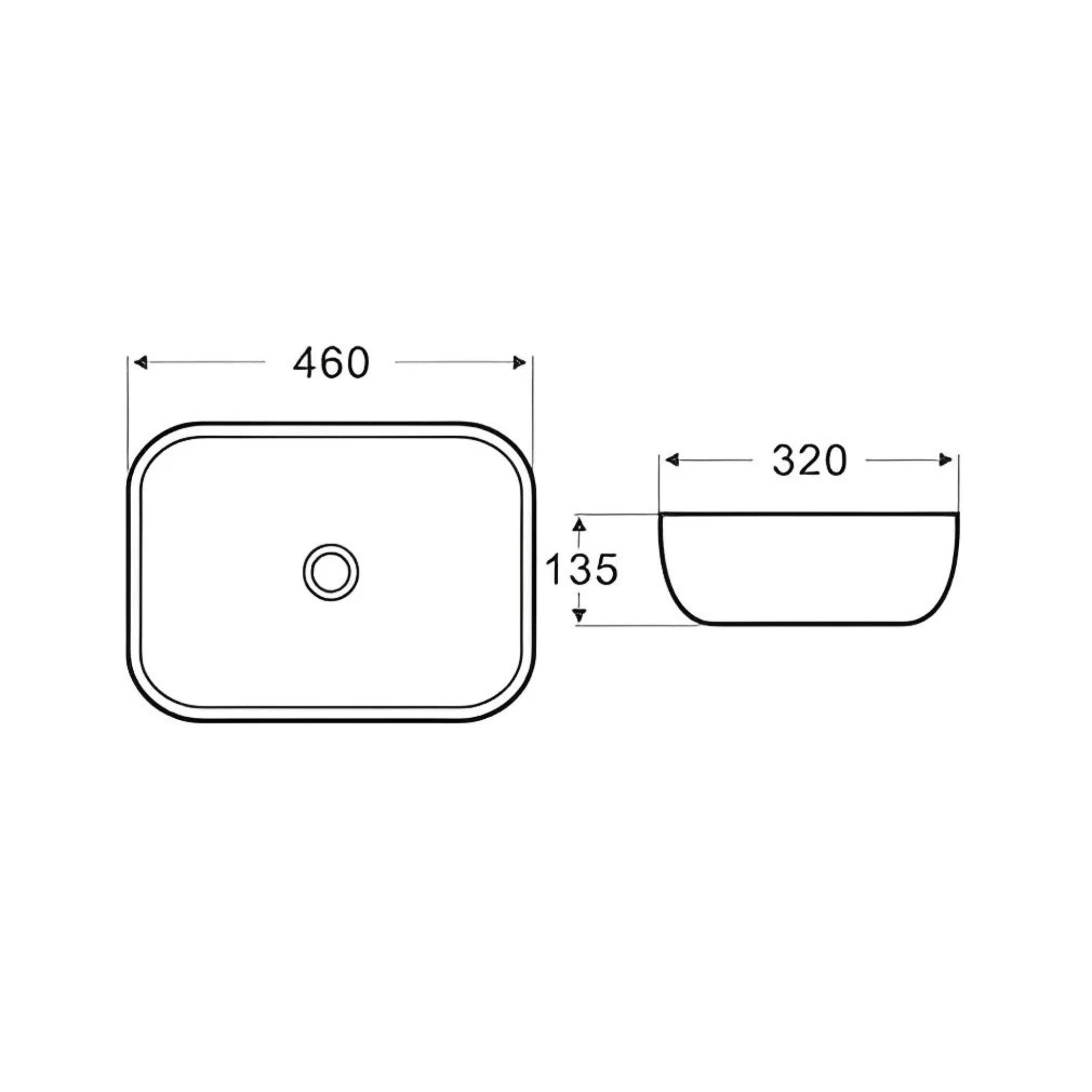 POSEIDON FINE CERAMIC BASIN ULTRA SLIM GLOSS WHITE 460MM