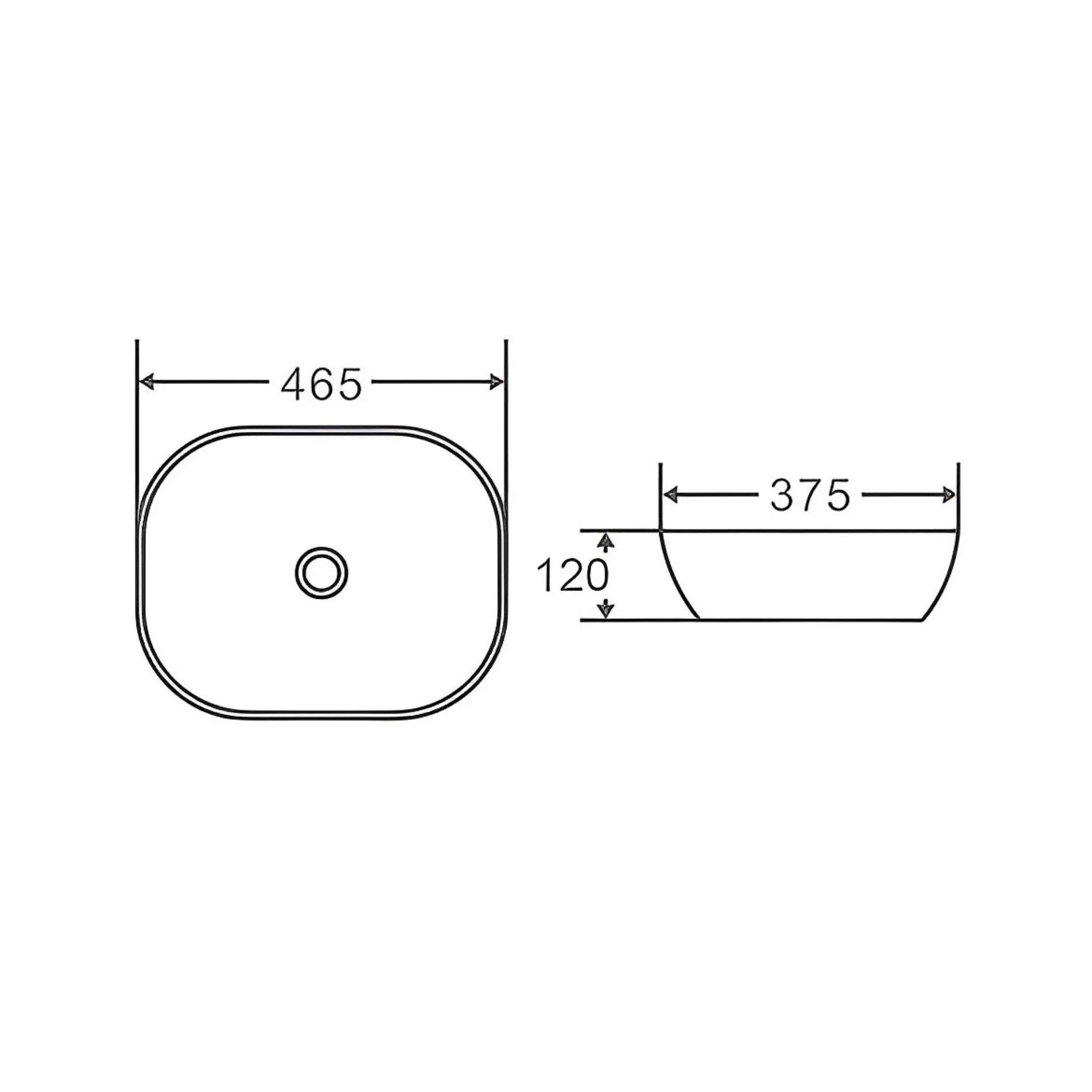 POSEIDON FINE CERAMIC BASIN ULTRA SLIM MATTE BLACK 465MM