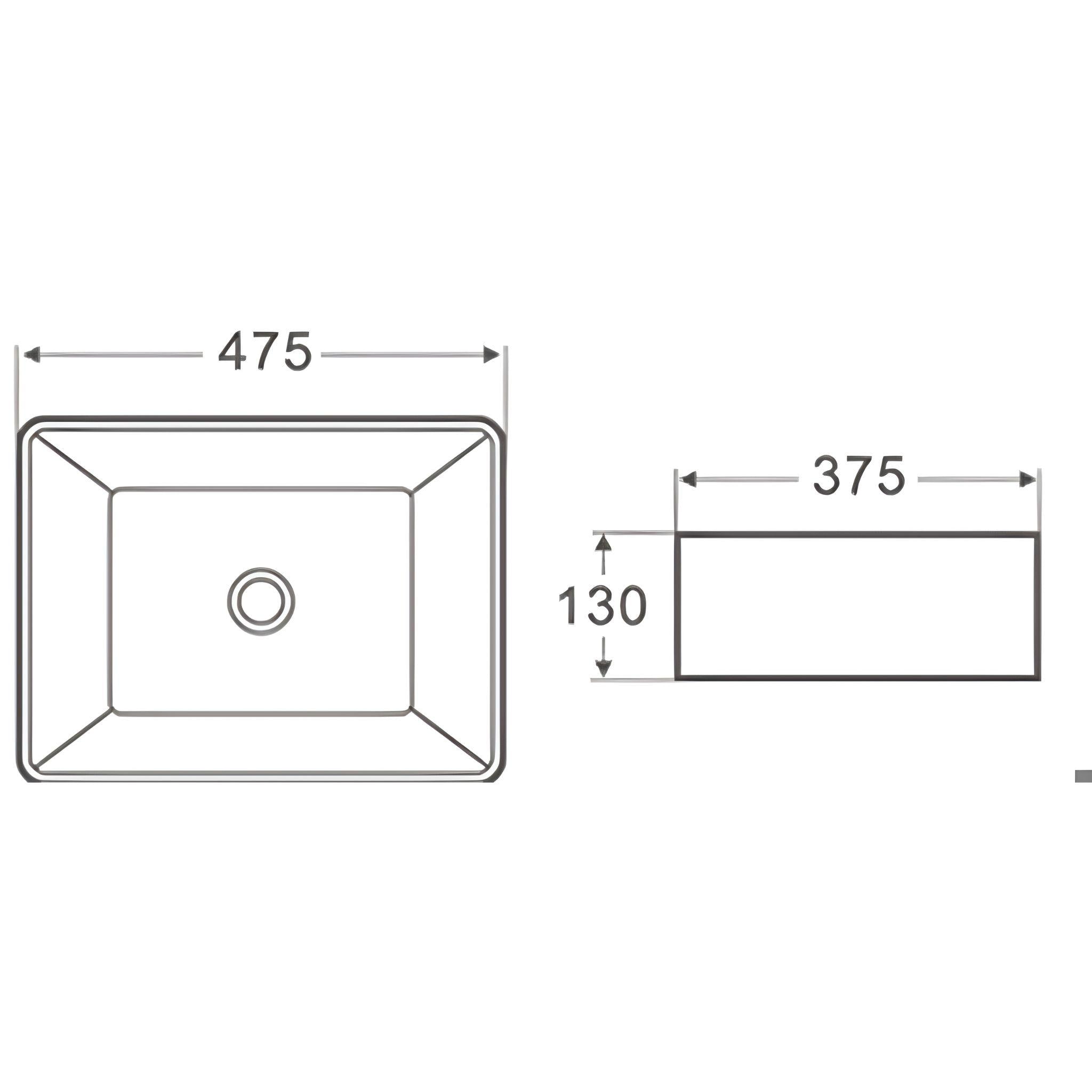 POSEIDON FINE CERAMIC BASIN ULTRA SLIM GLOSS WHITE 475MM