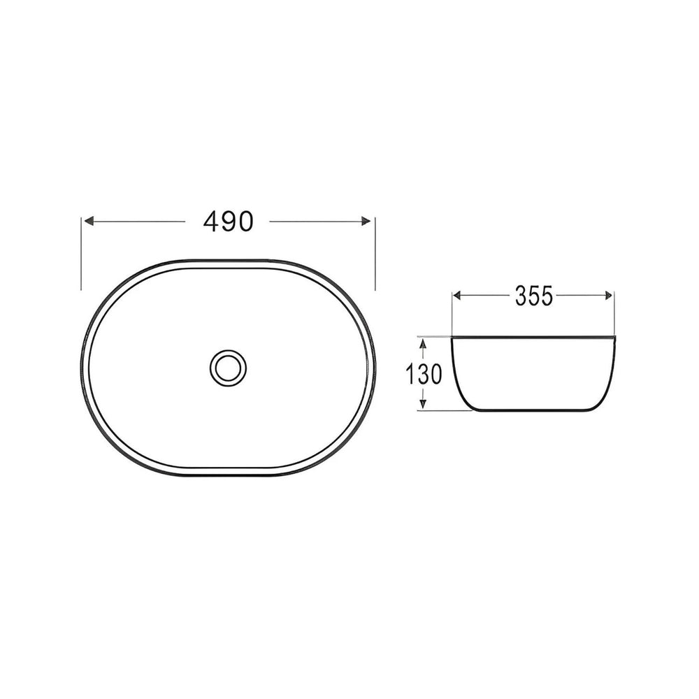 POSEIDON ORIA ABOVE COUNTER BASIN GLOSS WHITE 490MM