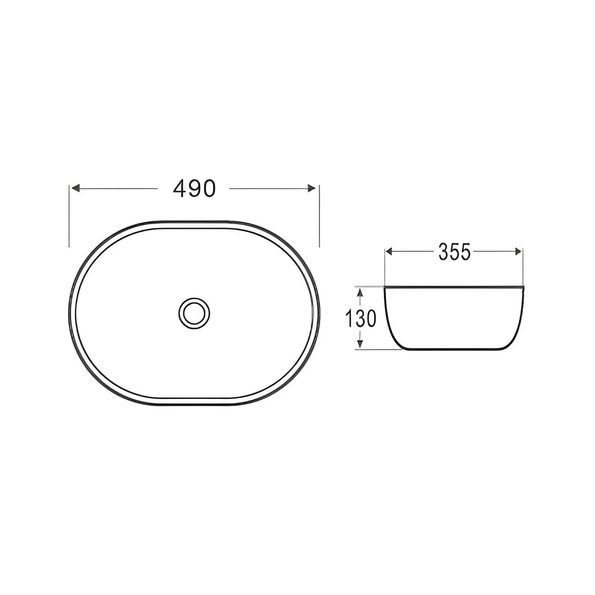 POSEIDON FINE CERAMIC BASIN ULTRA SLIM GLOSS WHITE 490MM