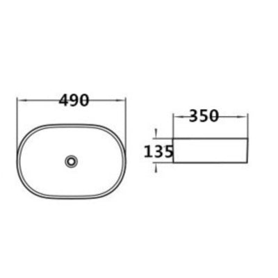 POSEIDON ORIA ABOVE COUNTER BASIN MATTE BLACK 490MM