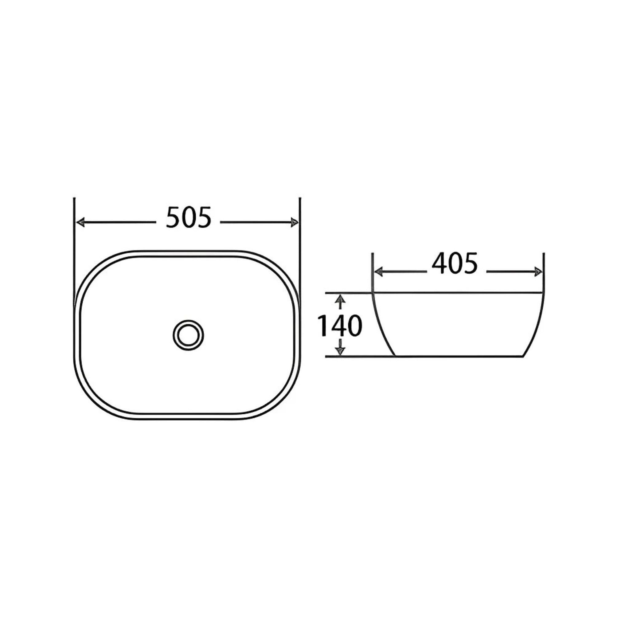 POSEIDON FINE CERAMIC BASIN ULTRA SLIM GLOSS WHITE 505MM