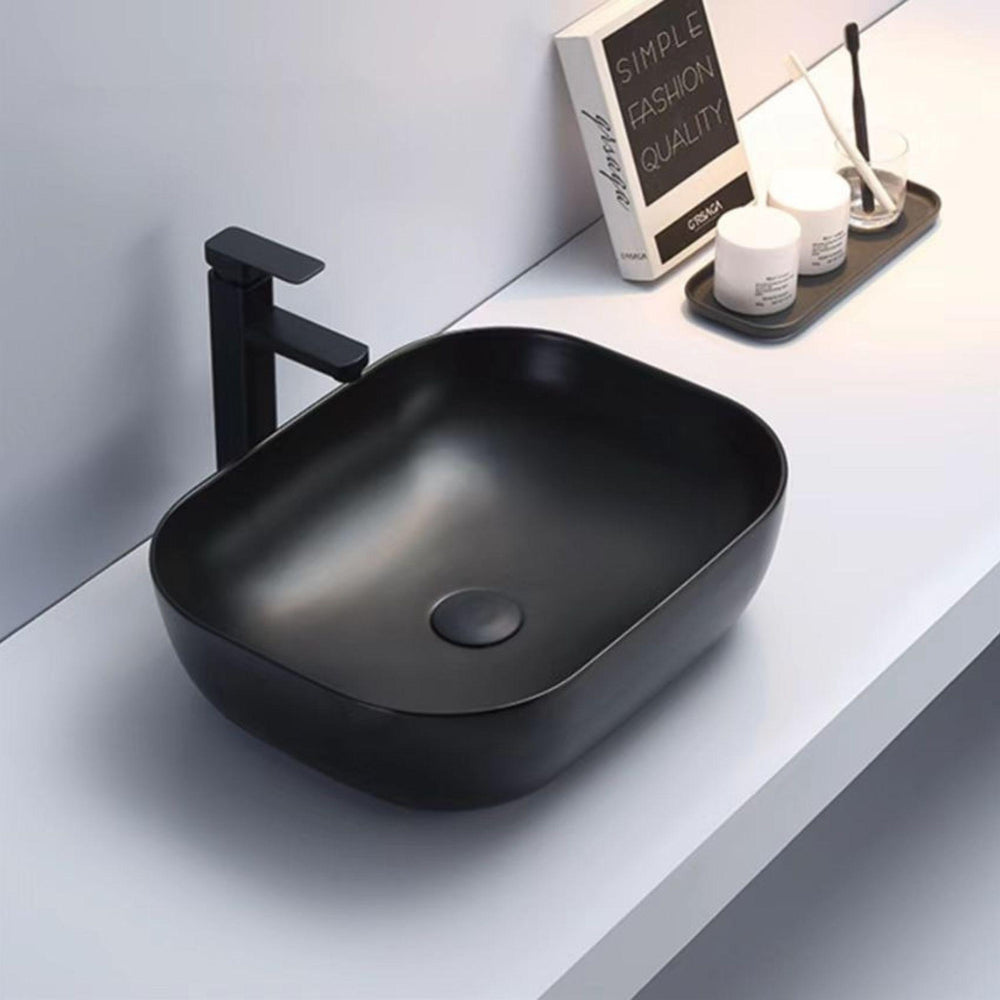 POSEIDON QUBIX ABOVE COUNTER BASIN MATTE BLACK 505MM