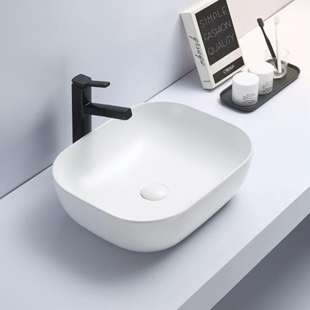 POSEIDON QUBIX ABOVE COUNTER BASIN MATTE WHITE 505MM