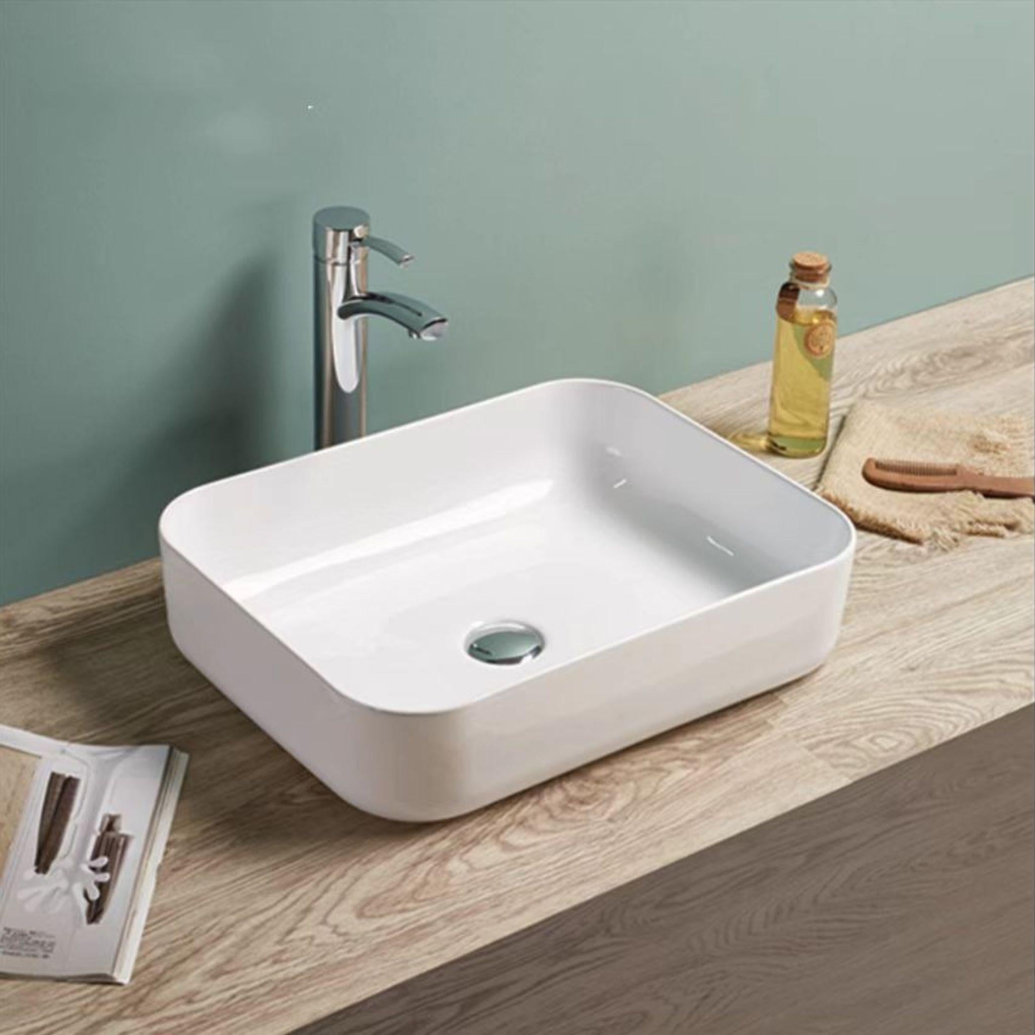 POSEIDON JASPER ABOVE COUNTER BASIN GLOSS WHITE 500MM