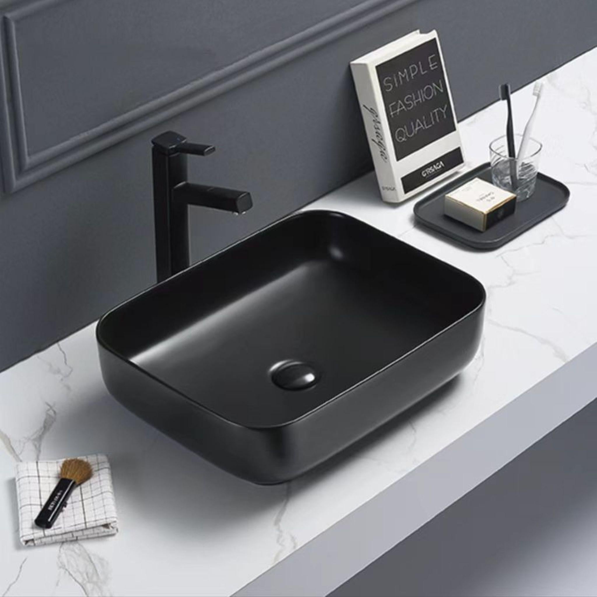 POSEIDON JASPER ABOVE COUNTER BASIN MATTE BLACK 500MM
