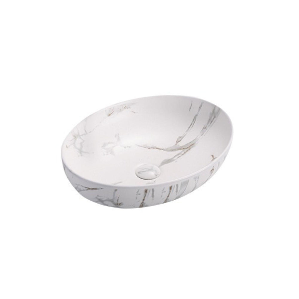 POSEIDON CARRARA MARBLE ABOVE COUNTER BASIN MATTE WHITE 500MM