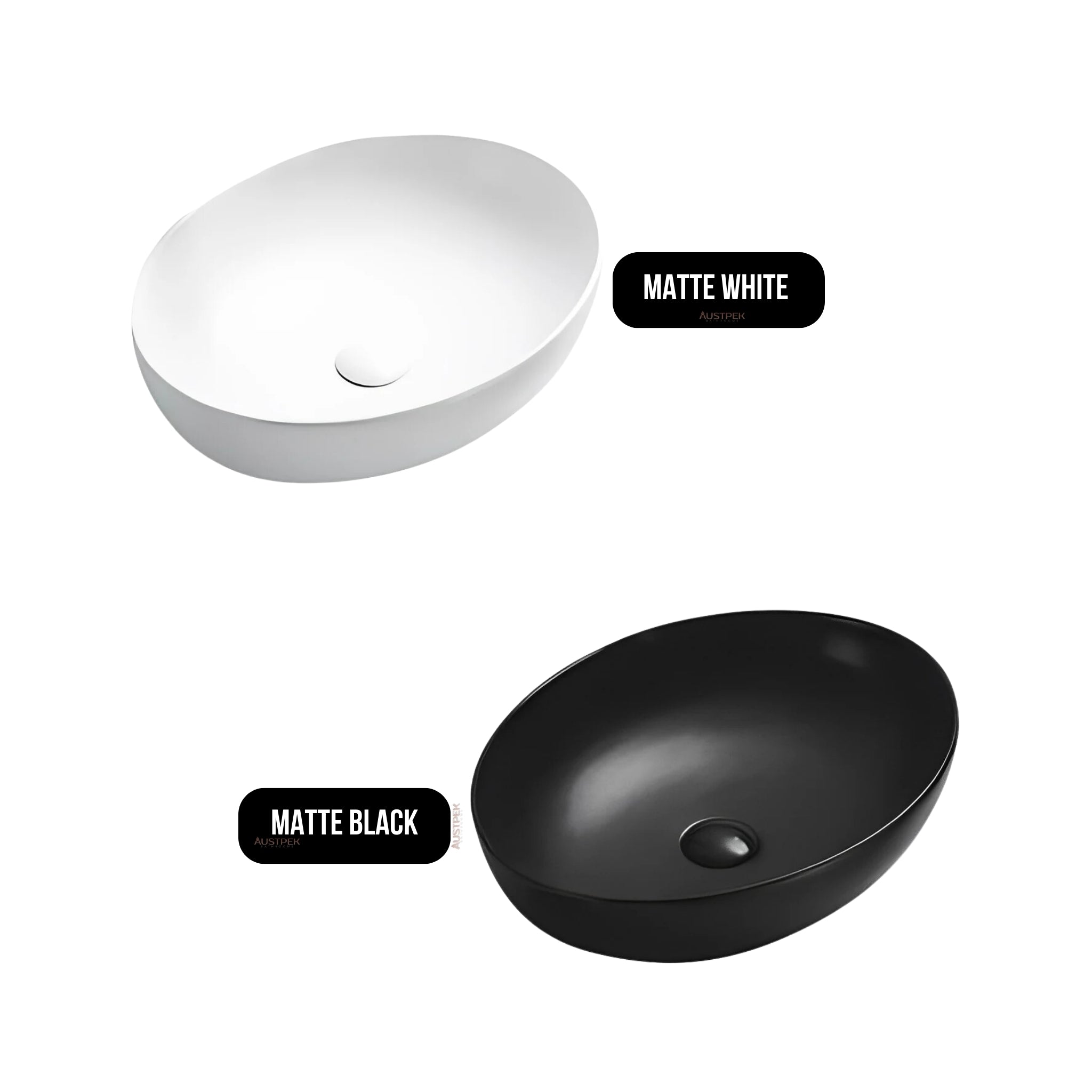 POSEIDON ABOVE COUNTER CERAMIC ART BASIN MATTE BLACK 520MM