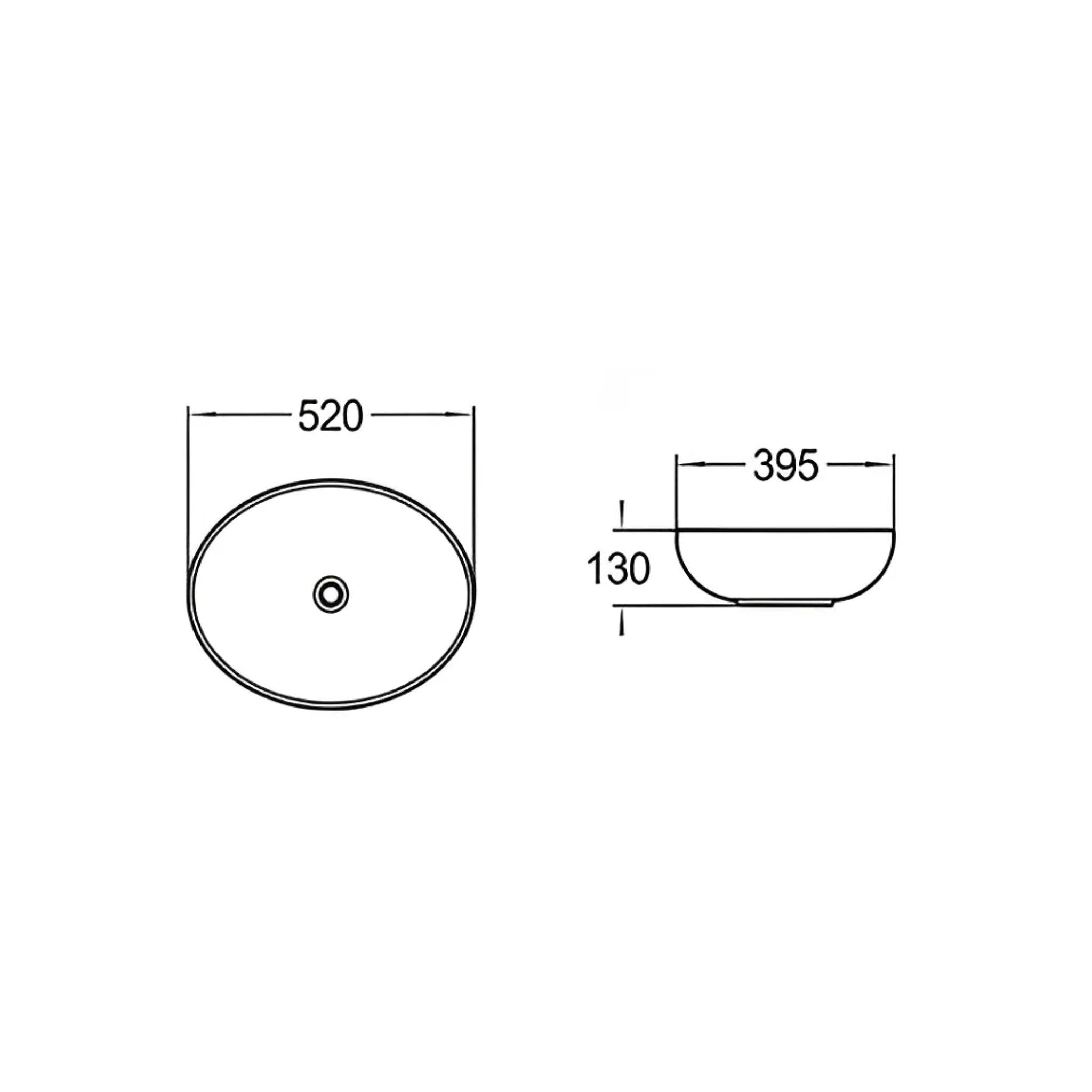 POSEIDON ABOVE COUNTER CERAMIC ART BASIN MATTE WHITE 520MM