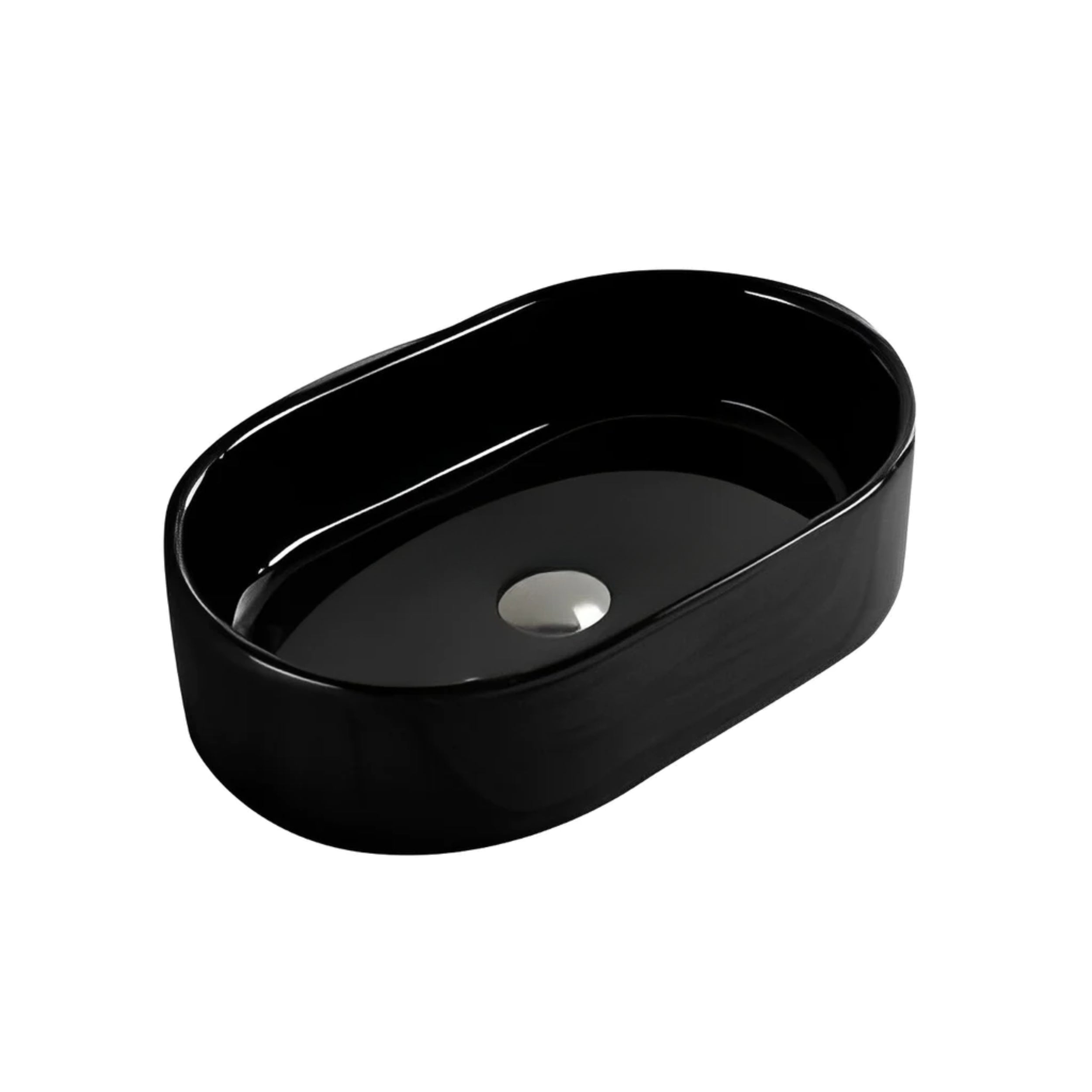 POSEIDON ABOVE COUNTER ART BASIN GLOSS BLACK 550MM
